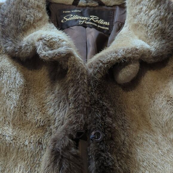 Sullivan Rollins Vintage Genuine Fur Collared Cape Style Coat Womens Size Medium - Picture 9 of 12